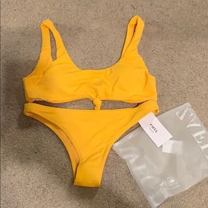 Tie front yellow bikini